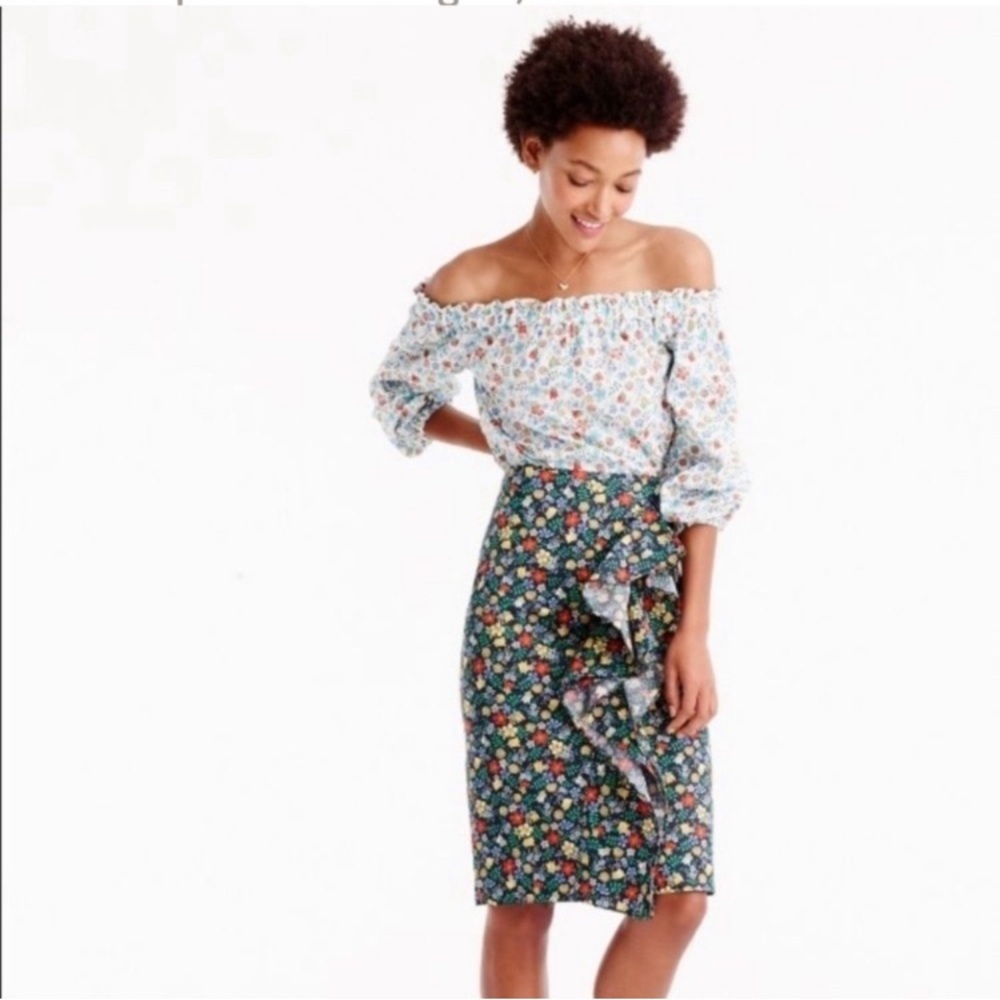 J Crew Liberty of London Off the Shoulder Edenham Floral Top Blouse Sz 6